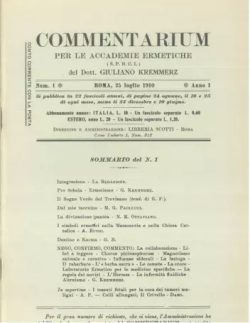 Kremmerz commentarium per le accademie ermetiche 1910 numero 1 libreria rotondi