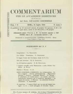 Ermetismo - Kremmerz commentarium per le accademie ermetiche numero 1 libreria rotondi