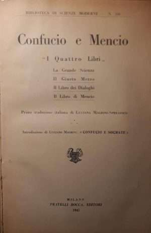 Cina - Confucio e mencio a cura di magrini l. fratelli bocca libreria rotondi
